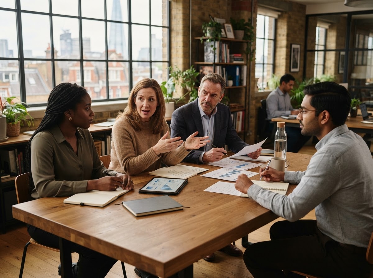 Topsyturvy team environment reflecting a considered, human-centred approach to AI portfolio management